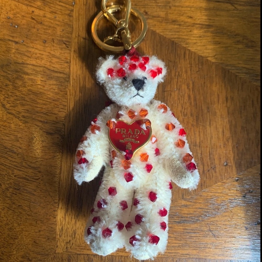 Prada red crystal Swarovski bear keychain (RARE)